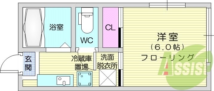 1K、バス、トイレ別、温水洗浄便座、エアコン