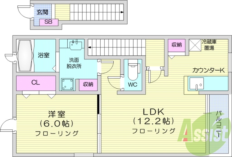 1LDK、バルコニー、防犯カメラ、ホームセキュリティ、給湯