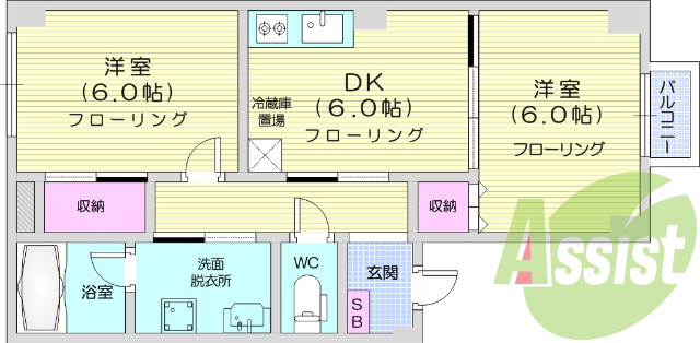 2DK、モニター付きインターフォン、ペット飼育相談