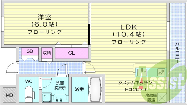 1LDK、センサー付き玄関灯、浴室乾燥換気扇、ペアガラス