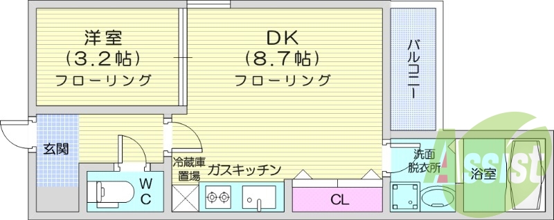 １LDK、ネット無料、オートロック、独立洗面台