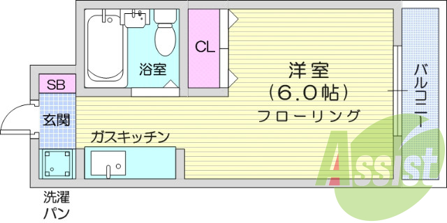 1Ｒ、オートロック、都市ガス、エアコン、モニターインターホン