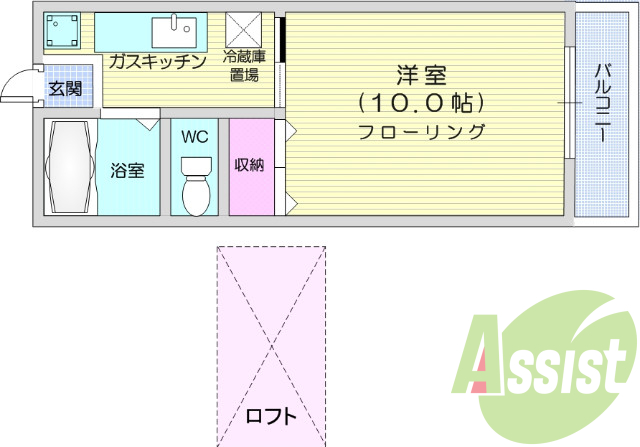１K、日当たり良好、バス・トイレ別、光ファイバー