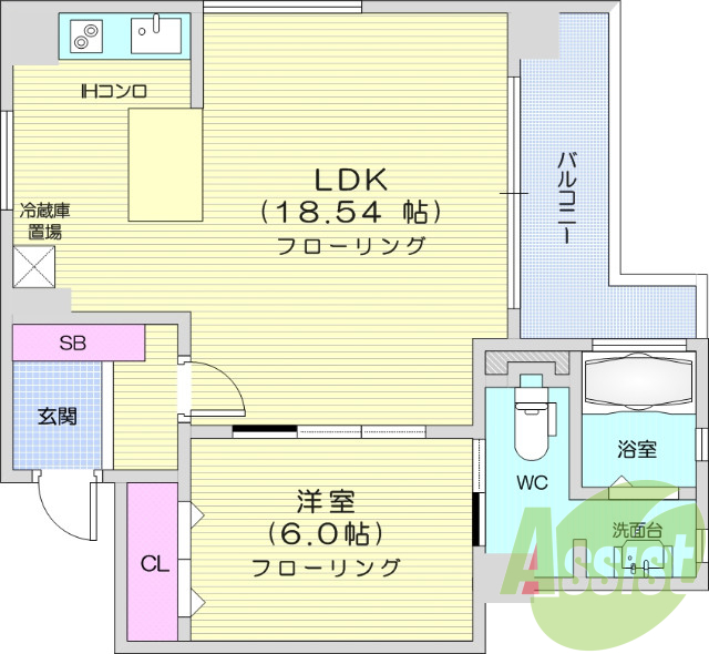 1LDK、バストイレ別、追い炊きモニター付きインターホン、