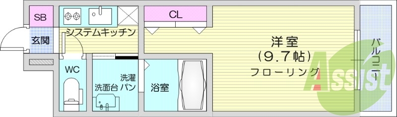 1K、ペット可、浴室乾燥機、オートロック、システムキッチン