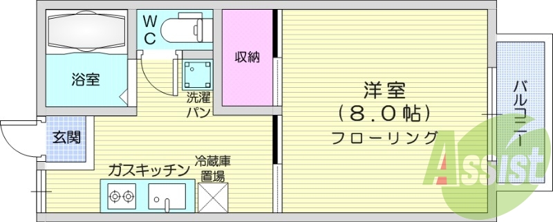 １K、モニター付きインターホン、バストイレ別、浴室乾燥機