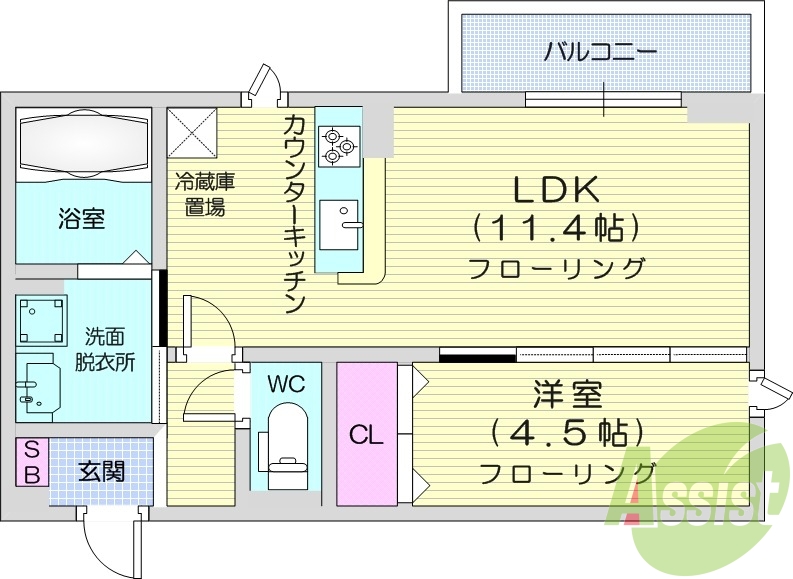 1LDK、バストイレ別、独立洗面台、温水洗浄便座、エアコン