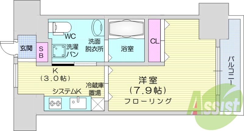 1K、バストイレ別、温水洗浄便座、浴室乾燥、エアコン