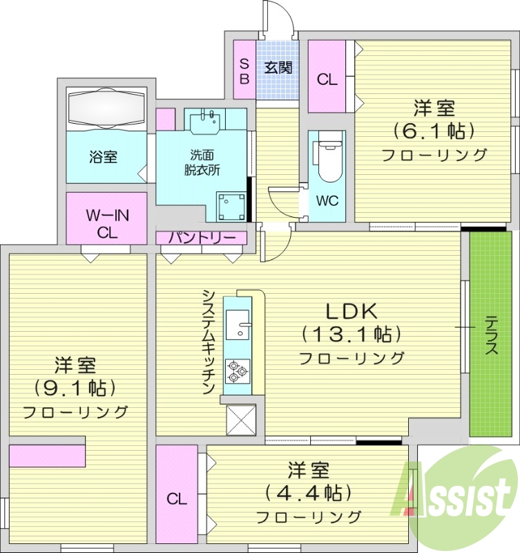 3LDK、ペット相談可、都市ガス、オートロック