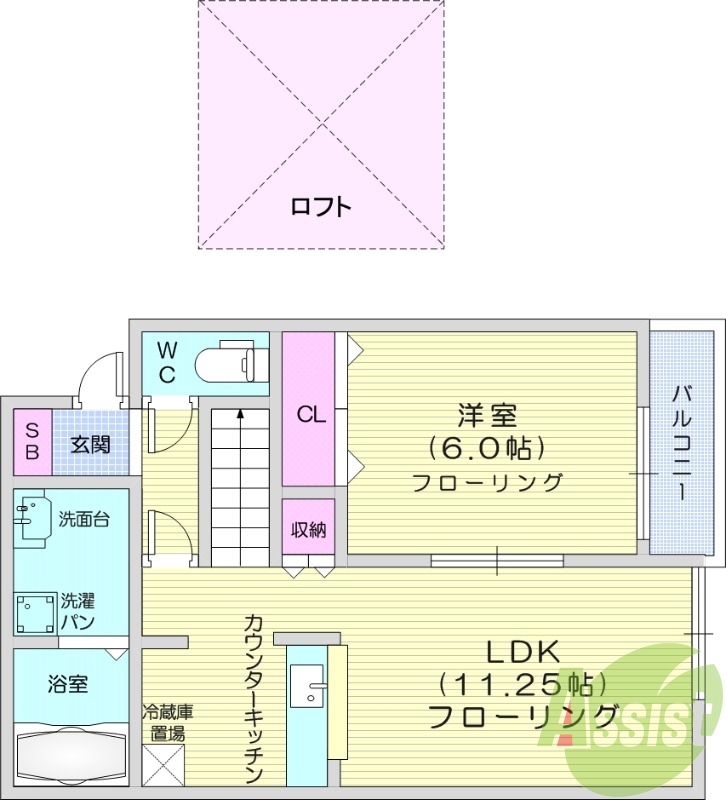 1LDK、独立洗面台、追い焚き機能、浴室乾燥機、下駄箱