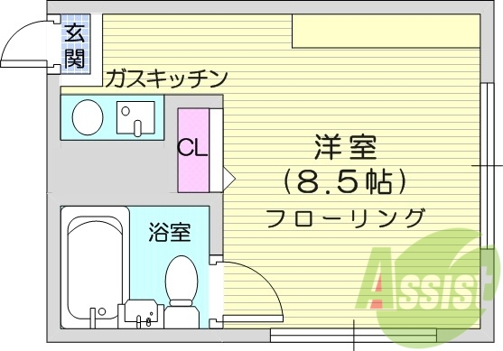 1Ｋ、エアコン、洗面台、ＩＨコンロ、クローゼット