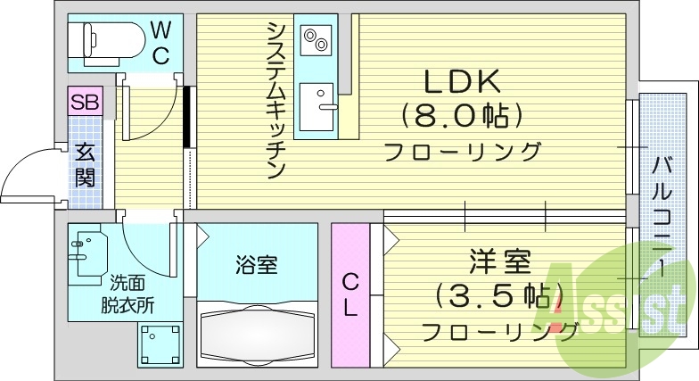 １LDK、追焚機能付き、浴室乾燥機、シャワー付き独立洗面台