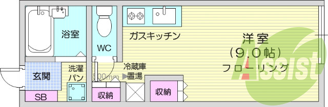 南向き、陽当たり良好、ワンルーム、バストイレ別