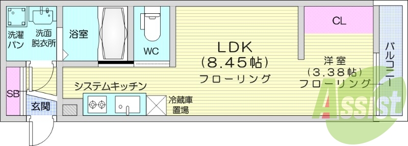 1LDK、オートロック、追い焚き機能、浴室乾燥機、エアコン