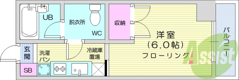 1K、ガスコンロ付き、バストイレ別、エアコン、シャワートイレ