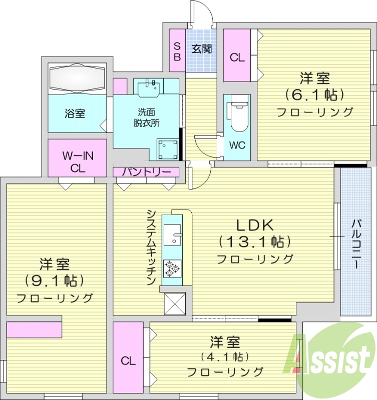 3LDK、ペット相談可、都市ガス、オートロック