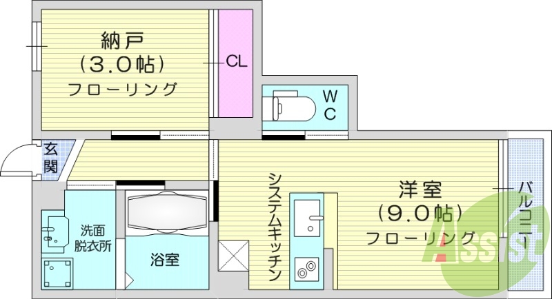 1LDK、浴室乾燥機、追い焚き、宅配ボックス、ネット無料