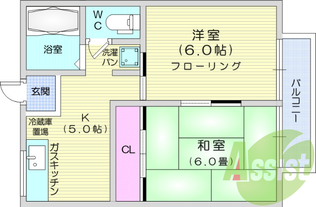 ２DK、追い焚き、エアコン、ペット可、駐車場無料