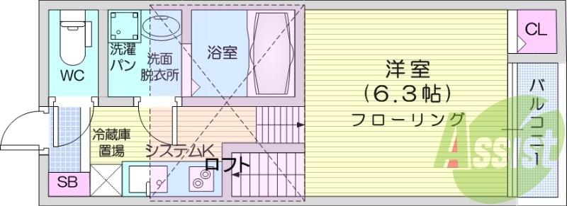 1K、浴室乾燥、追い焚き、システムキッチン、エアコン付き