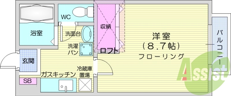 １K、浴室乾燥機、追い焚き、独立洗面台、