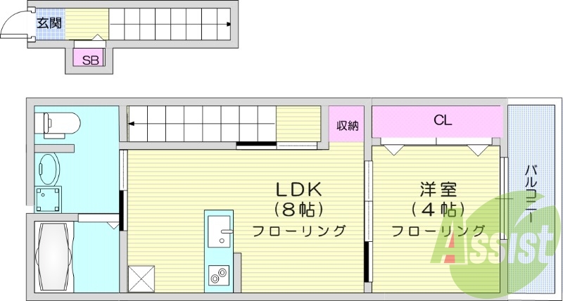 1LDKで荷物の多い単身者にもオススメです