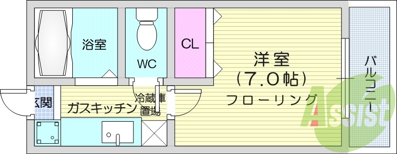 １K、都市ガス、ウォッシュレット、光ファイバー