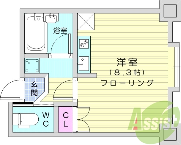 ワンルーム、エアコン、オートロック、システムキッチン