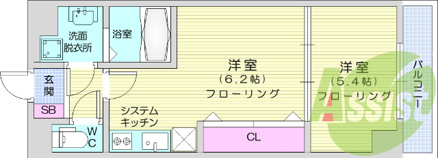RC造１DK・オートロック・EV有・敷金0円