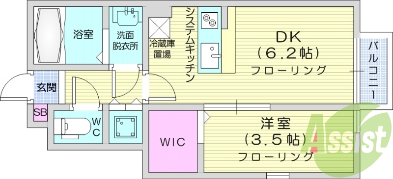 1DK、エアコン、追い炊き機能、浴室乾燥機