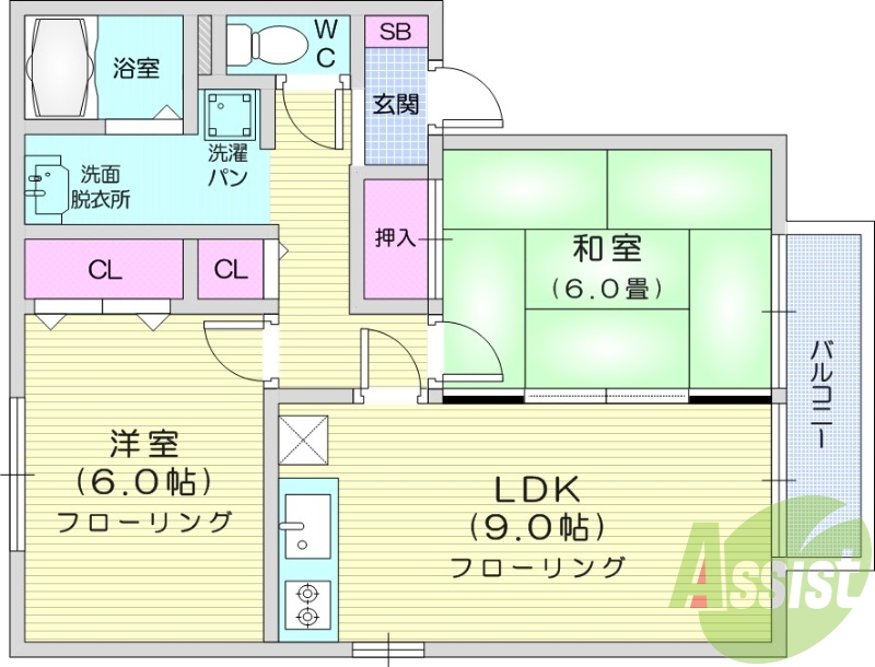 2LDK、エアコン、室内洗濯機置場、トイレ浴室別、収納