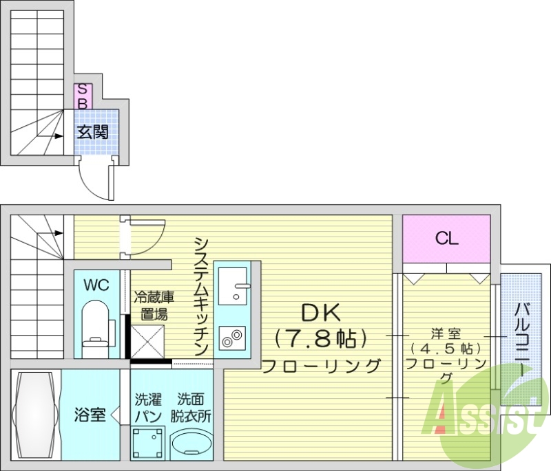 1DK、追い焚き機能、バルコニー、エアコン