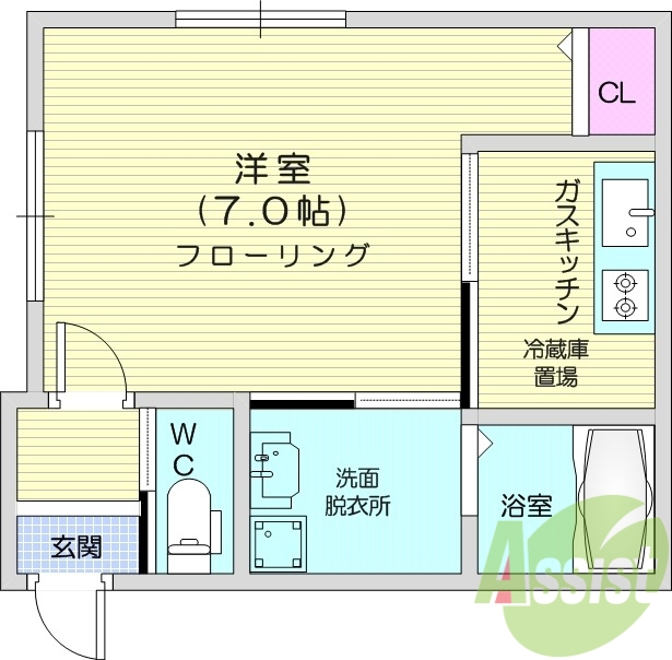 1K、エアコン、追い焚き機能、浴室乾燥、ネット無料