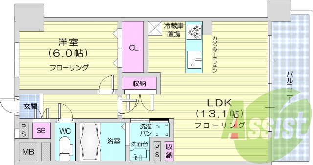 1LDK、オートロック、システムキッチン、ウォシュレット