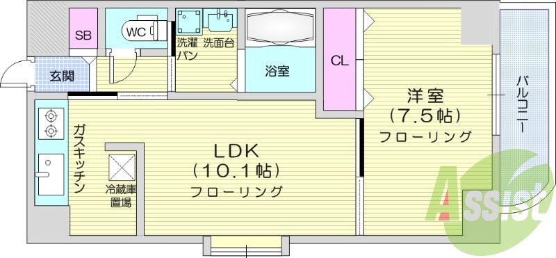 1LDK、エアコン、シャンプードレッサー