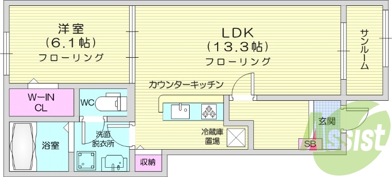 1LDK、追い焚き、宅配ボックス、浴室乾燥、エアコン2台