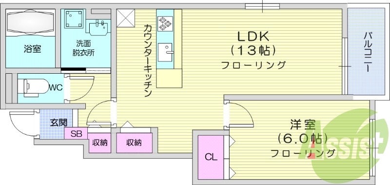 1LDK、エアコン2台、追い焚き機能、浴室乾燥