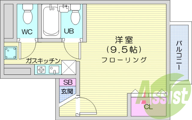 1Ｋ、都市ガス、エレベーター、バストイレ別
