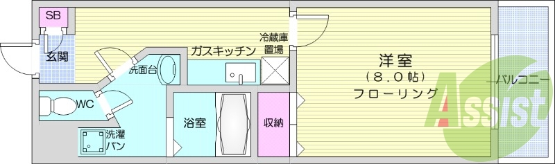 １K、追い焚き機能、ウォシュレット、エアコン、バルコニー