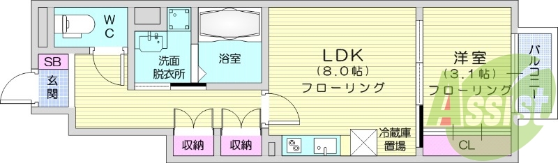 1LDK、IHクッキングヒーター、ペット相談可能、エアコン