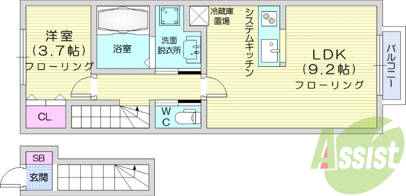 1LDK、IHクッキングヒーター、ペット相談可能、エアコン