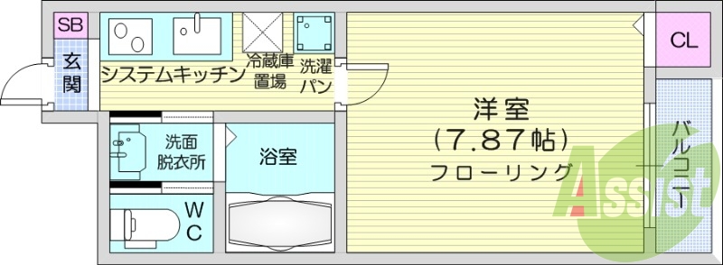 1K、フローリング浴室乾燥機、モニター付きインターホン