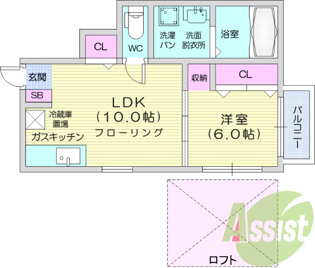 1LDK、モニター付きインターホン、エアコン、