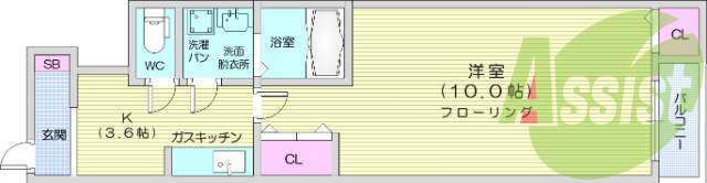 1K、浴室乾燥機、独立洗面台、シューズボックス