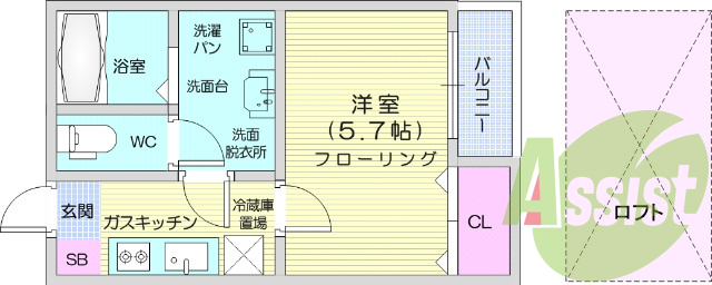 1K、モニター付きインターホン、エアコン