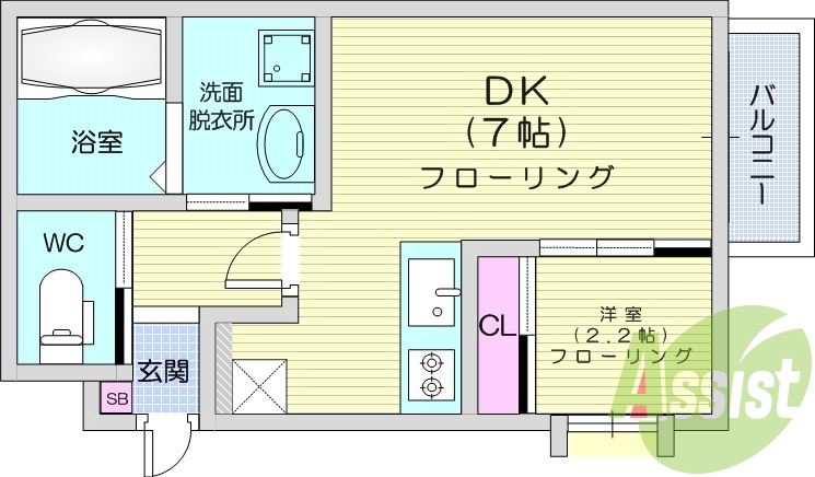 1DK、 ネット使用料不要、宅配BOX、IHコンロ