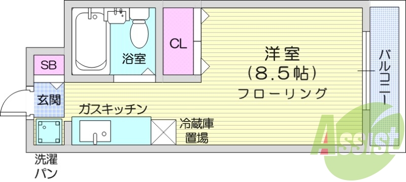 写真は別号室です。1R、エアコン、光ファイバー、オートロック