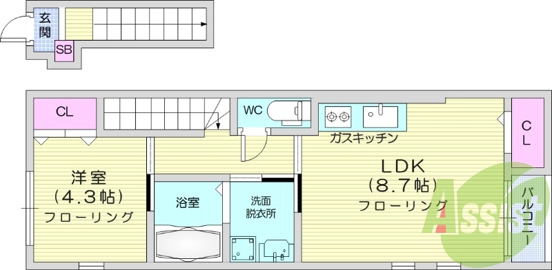 1LDK　浴室乾燥機　追い焚き機能　インターネット無料