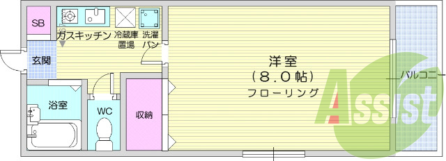 写真は別室です。１K、洋室8帖、モニター付きインターフォン