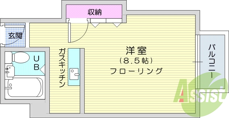1R、WIFi無料、エアコン設備、鉄筋コンクリート、収納