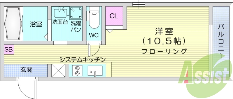 １K、角部屋、浴室乾燥機、追い焚き、オートロック、エアコン